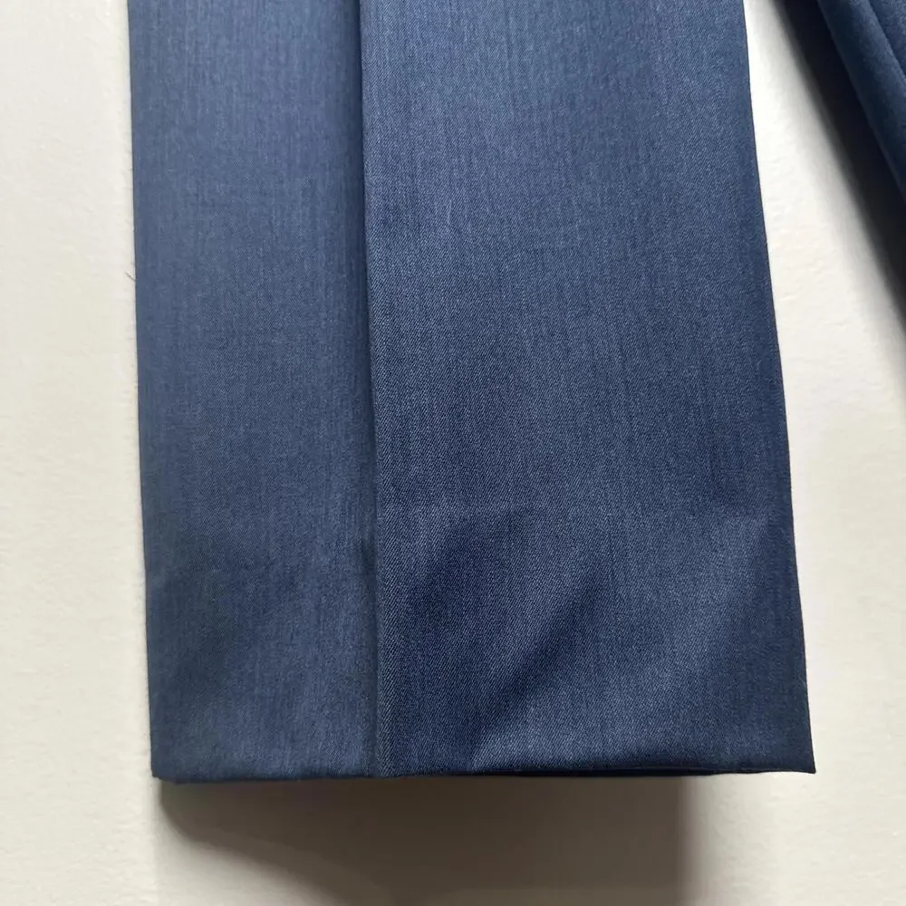 Berle Dress‎ Trousers Pants Mens 40 x 26 Navy Blue Pleated 100% Wool Cuffed